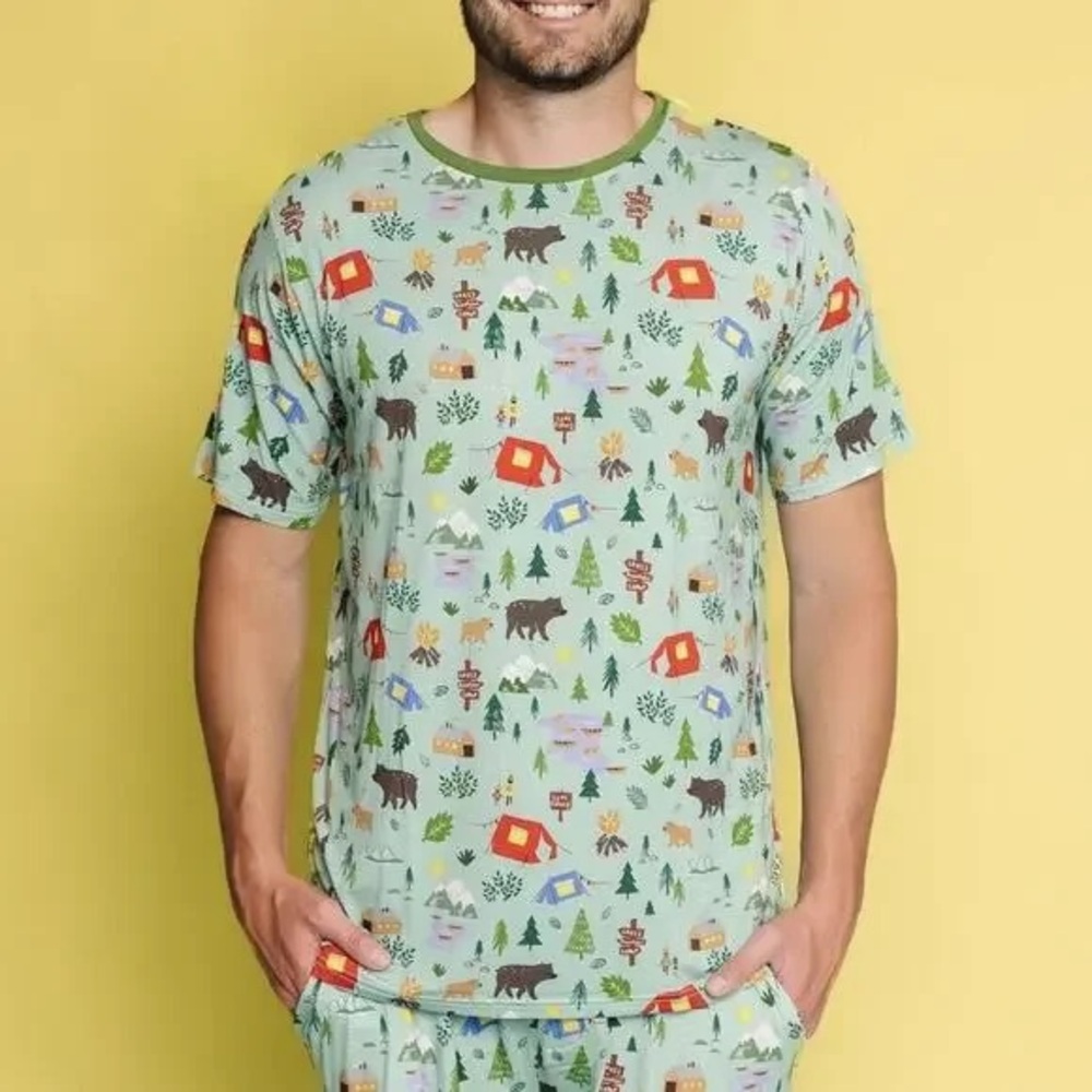 Little Sleepies Men’s Happy Camper Bamboo Shirt size L